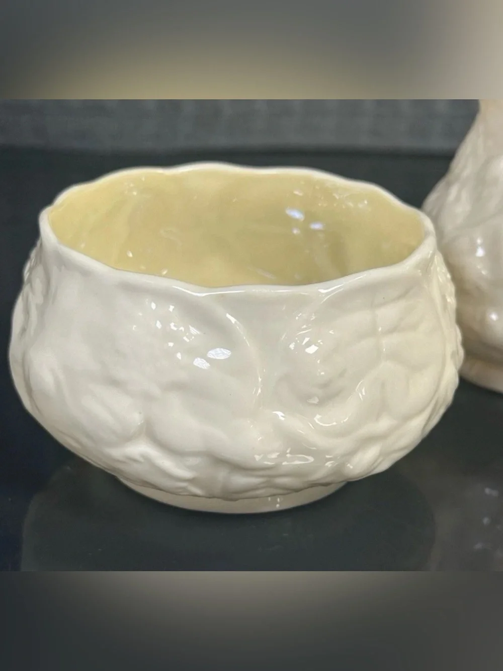 MCM Belleek White Lotus China Creamer 8 Sugar Set Glossy Model 0857 Green Mark